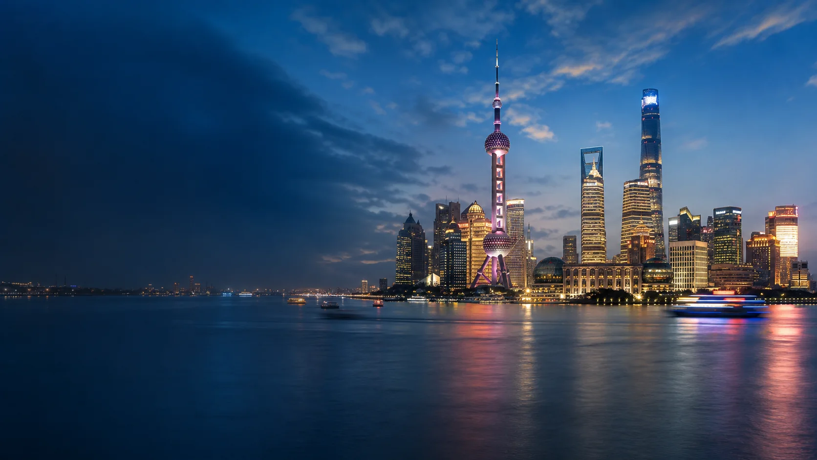 Shanghai skyline at night for travellers choosing a first China city route